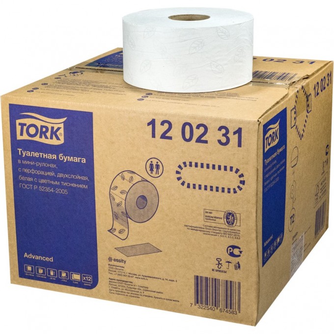 Бумага туалетная TORK ADVANCED 12 шт/уп 1/1 T-120231n Бумага туалетная TORK ADVANCED 12 шт/уп 1/1 T-120231n