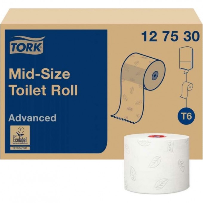 Туалетная бумага TORK ADVANCED в компактных рулонах мягкая Т6 27 рул. в уп. T-127530n Туалетная бумага TORK ADVANCED в компактных рулонах мягкая Т6 27 рул. в уп. T-127530n